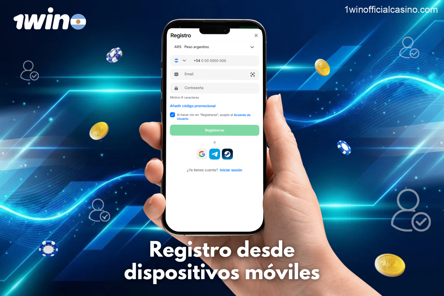 Proceso de registro en 1Win Argentina con creación de cuenta, configuración del perfil y acceso a funciones de apuestas y casino.